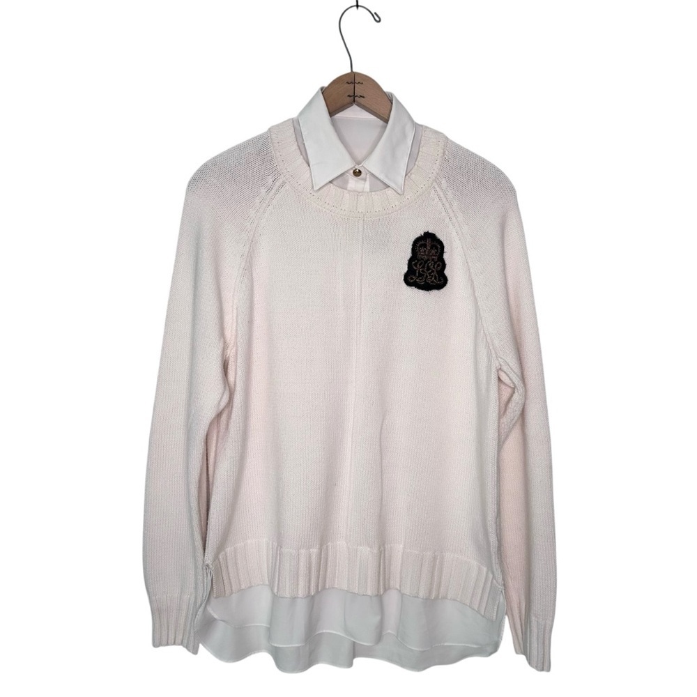 Ralph Lauren Winter Cream Shirt Hem Sweater Size XL